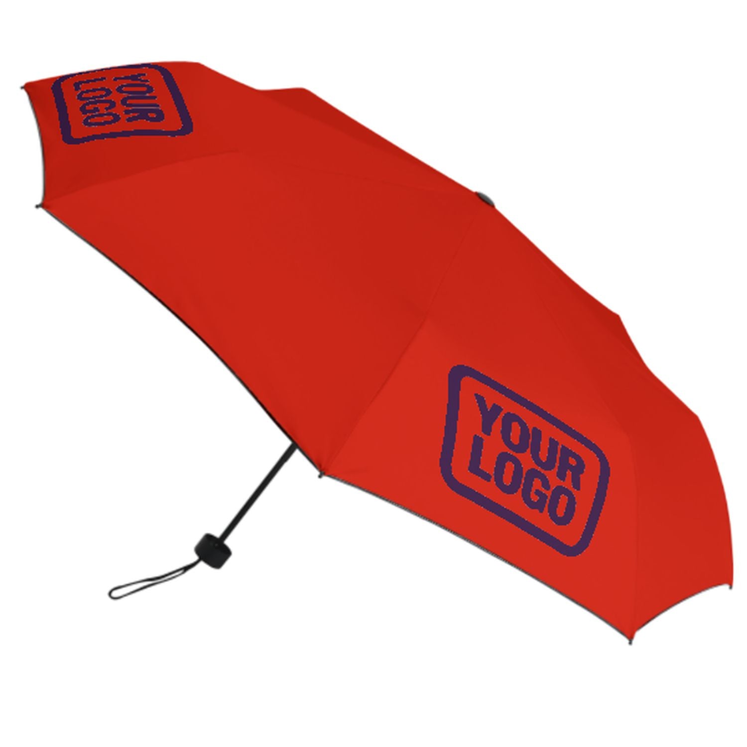 Maßgeschneidertes Orangerot Lila Automatik-Regenschirm