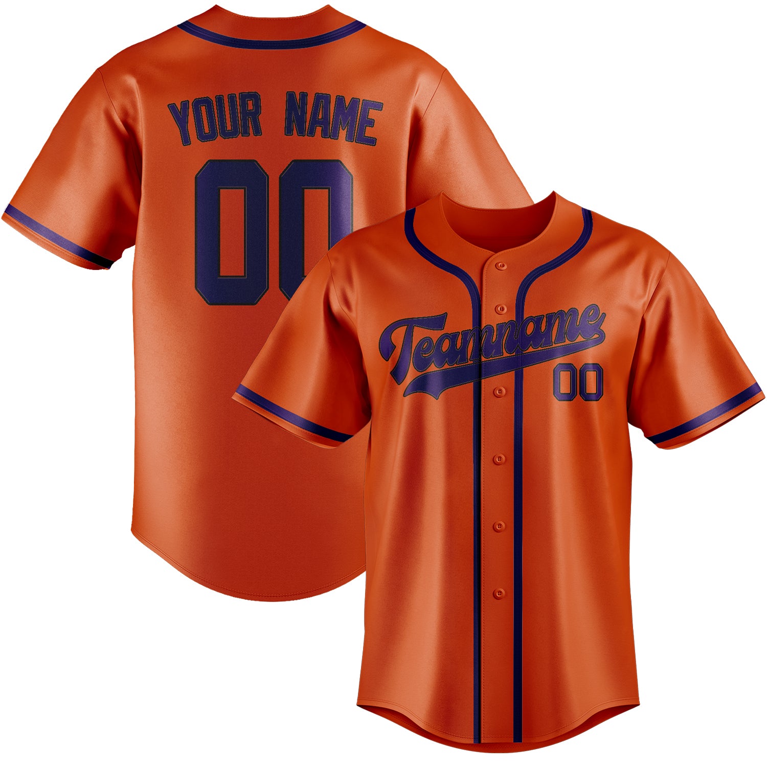 Benutzerdefiniertes Professionelles Orangerot Lila Baseballtrikot