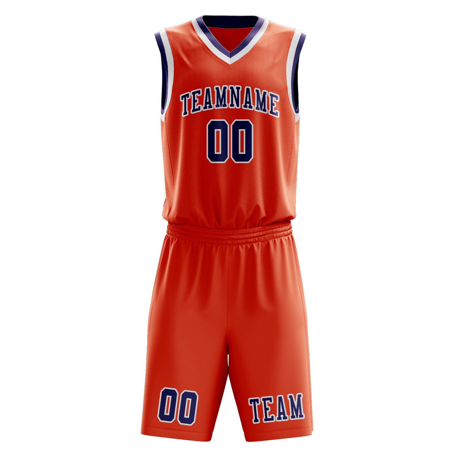 Benutzerdefiniertes Professionelles Orangerot Lila Basketballtrikot-Set