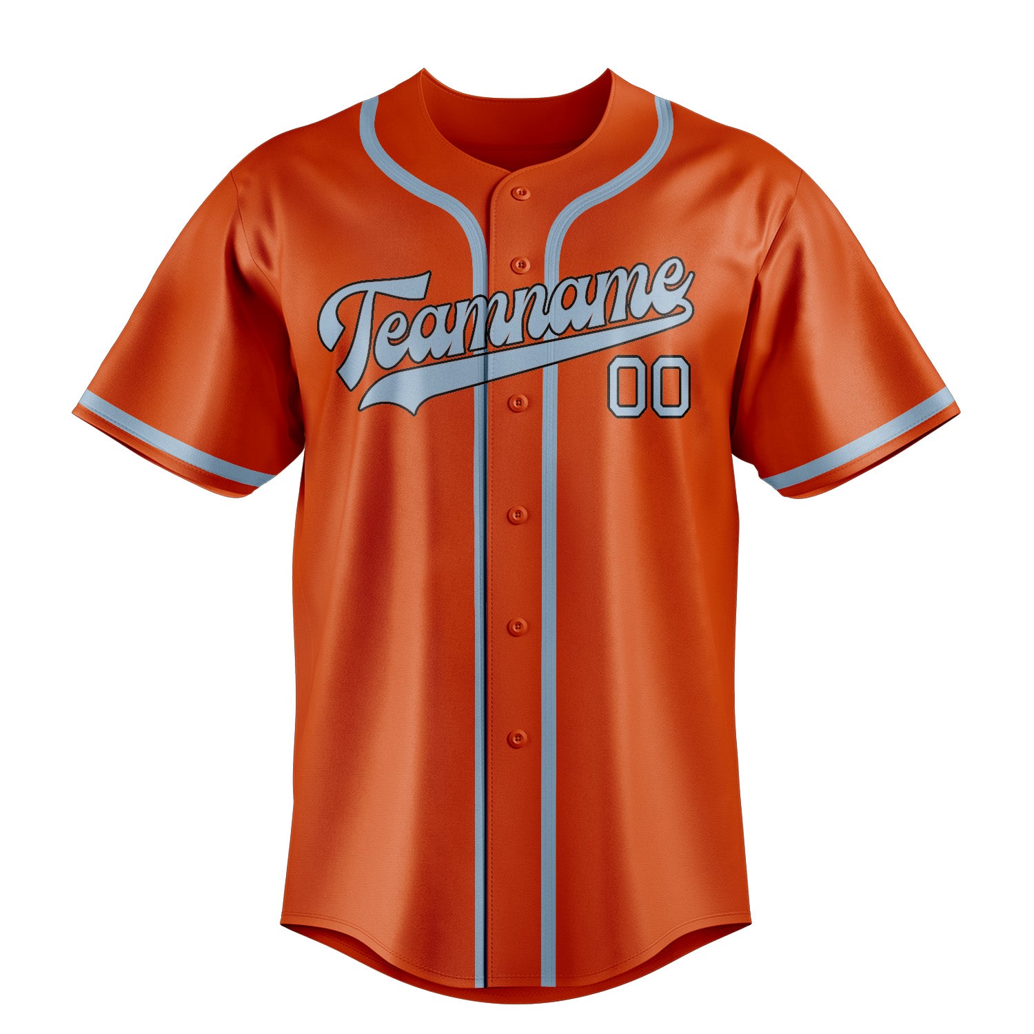 Benutzerdefiniertes Professionelles Orangerot Hellblau Baseballtrikot