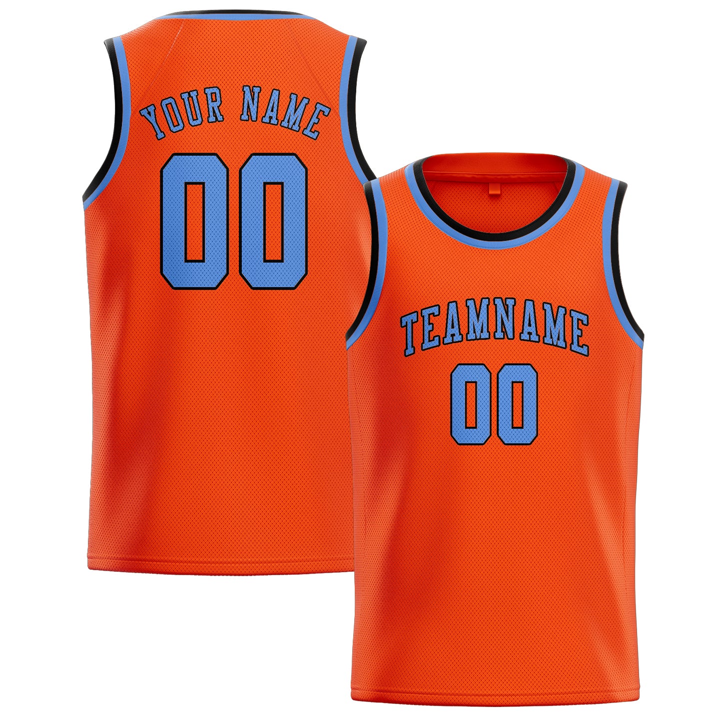 Benutzerdefiniertes Professionelles Orangerot Hellblau Basketballtrikot