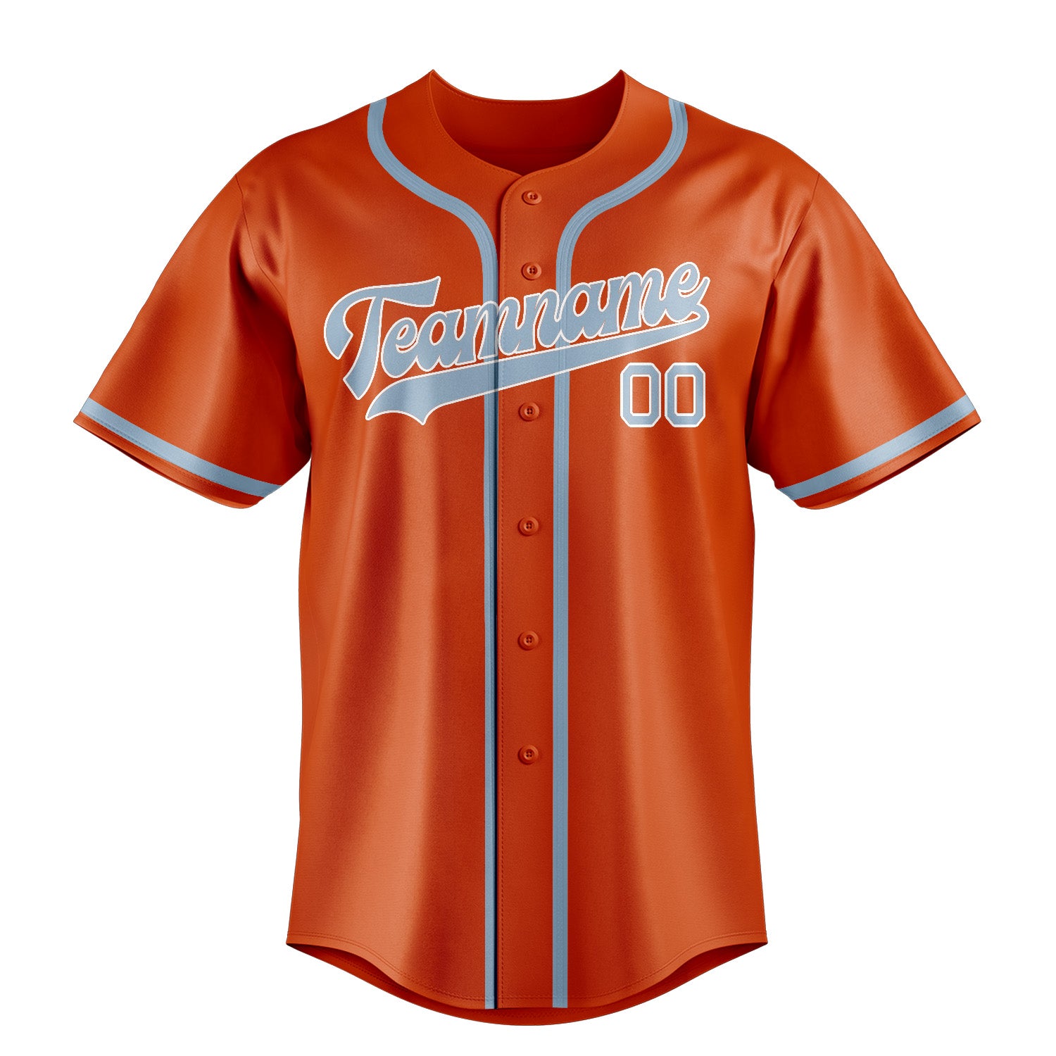 Benutzerdefiniertes Professionelles Orangerot Hellblau Baseballtrikot