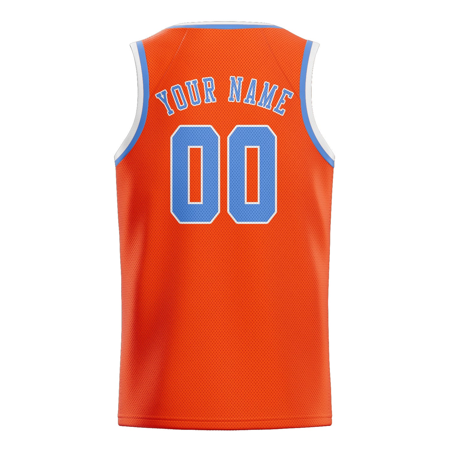 Benutzerdefiniertes Professionelles Orangerot Hellblau Basketballtrikot