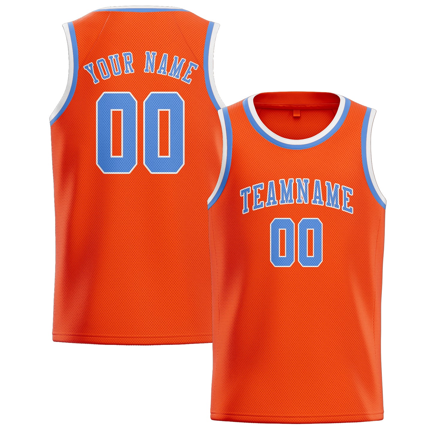 Benutzerdefiniertes Professionelles Orangerot Hellblau Basketballtrikot