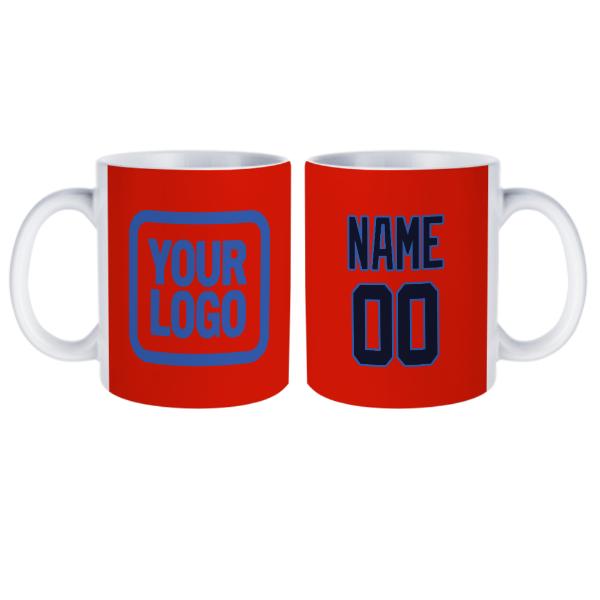 Tazza personalizzata arancione rossa acciaio blu
