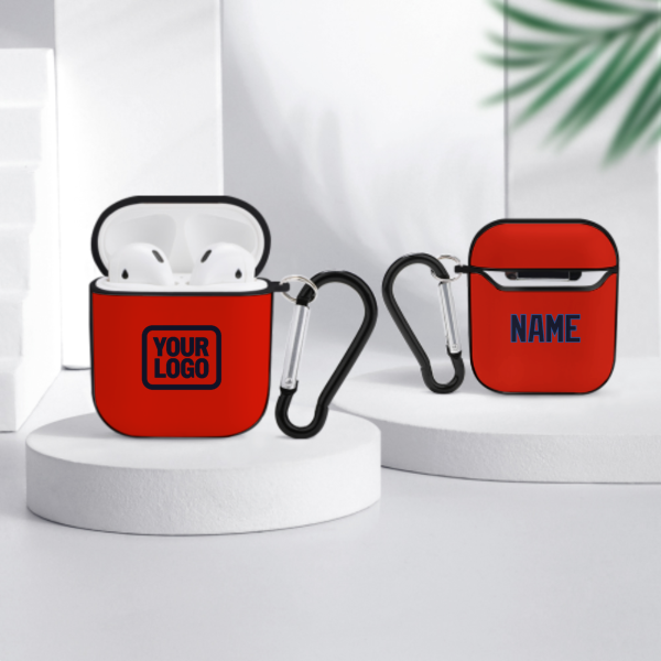 Maßgeschneidertes Orangerot Stahlblau AirPods-Hülle