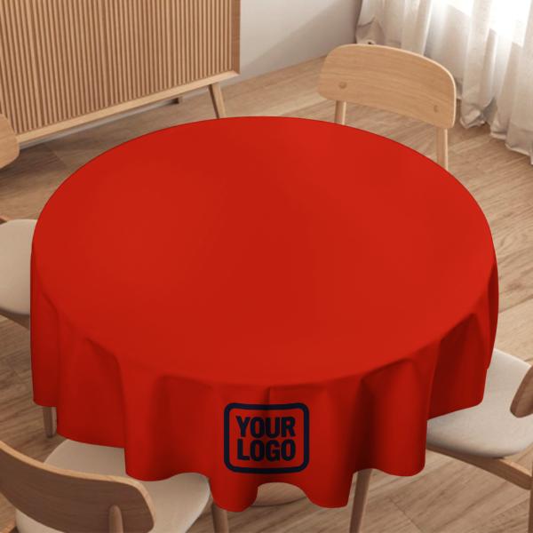 Maßgeschneidertes Orangerot Stahlblau Runde Tischdecke