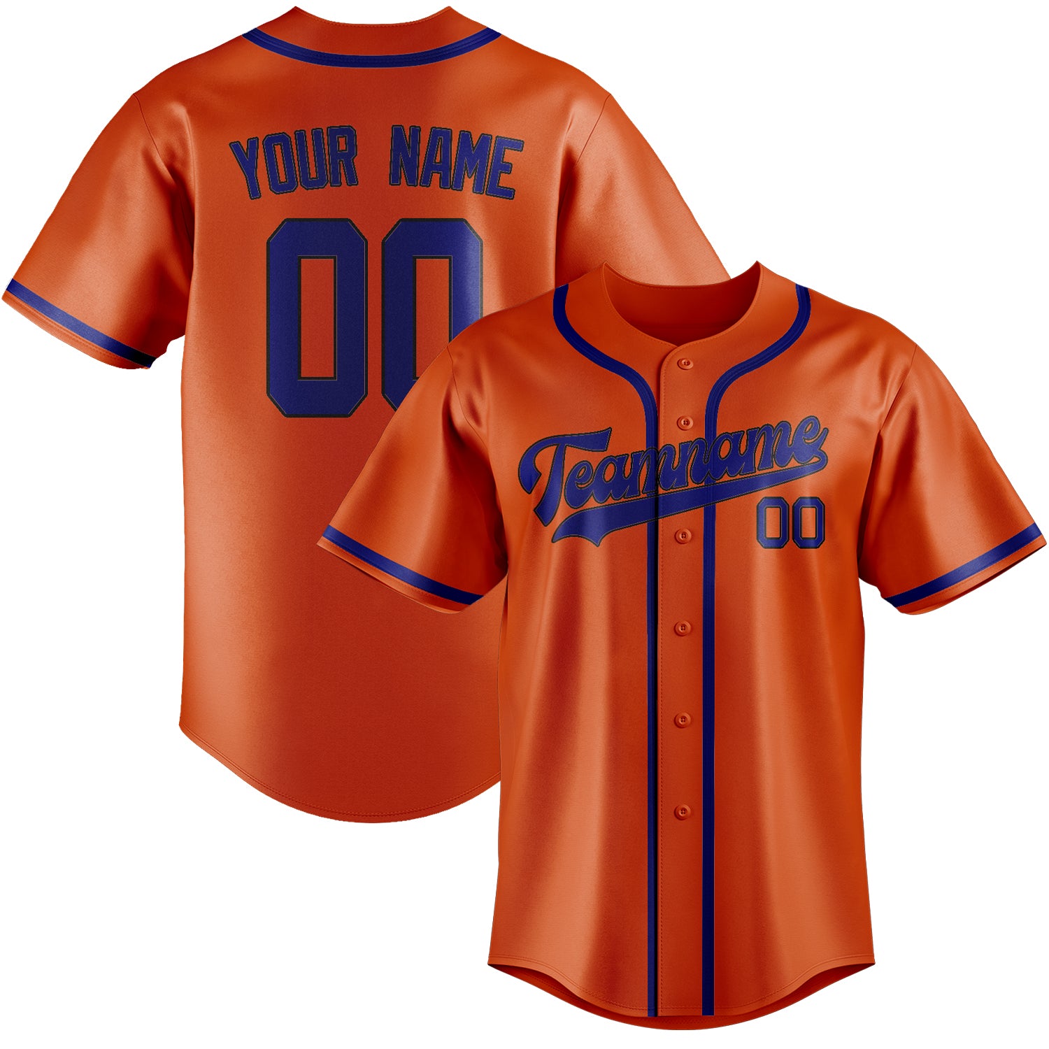Benutzerdefiniertes Professionelles Orangerot Himmelblau Baseballtrikot