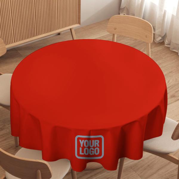 Maßgeschneidertes Orangerot Hellblau Runde Tischdecke