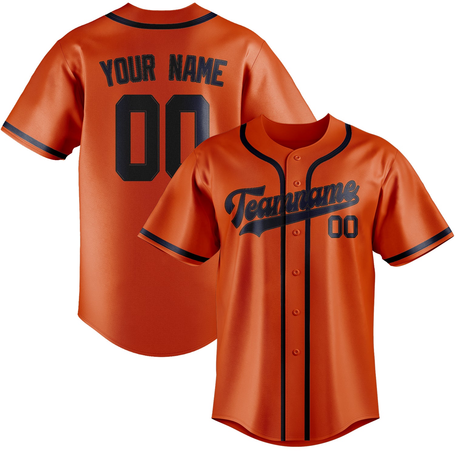 Benutzerdefiniertes Professionelles Orangerot Stahlblau Baseballtrikot