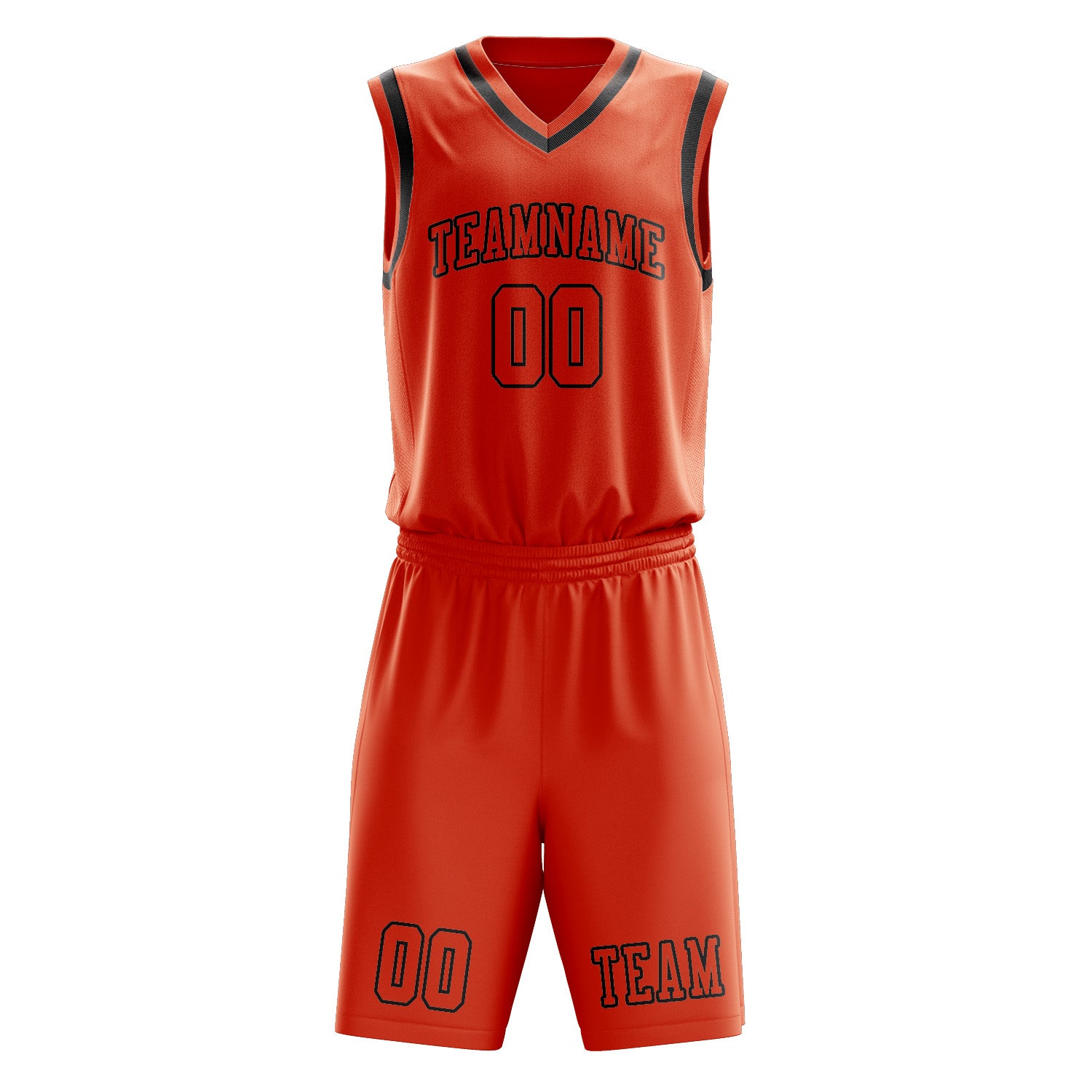 Benutzerdefiniertes Professionelles Orangerot Schwarz Basketballtrikot-Set