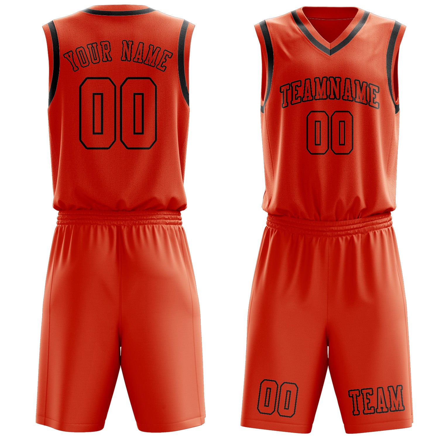 Benutzerdefiniertes Professionelles Orangerot Schwarz Basketballtrikot-Set