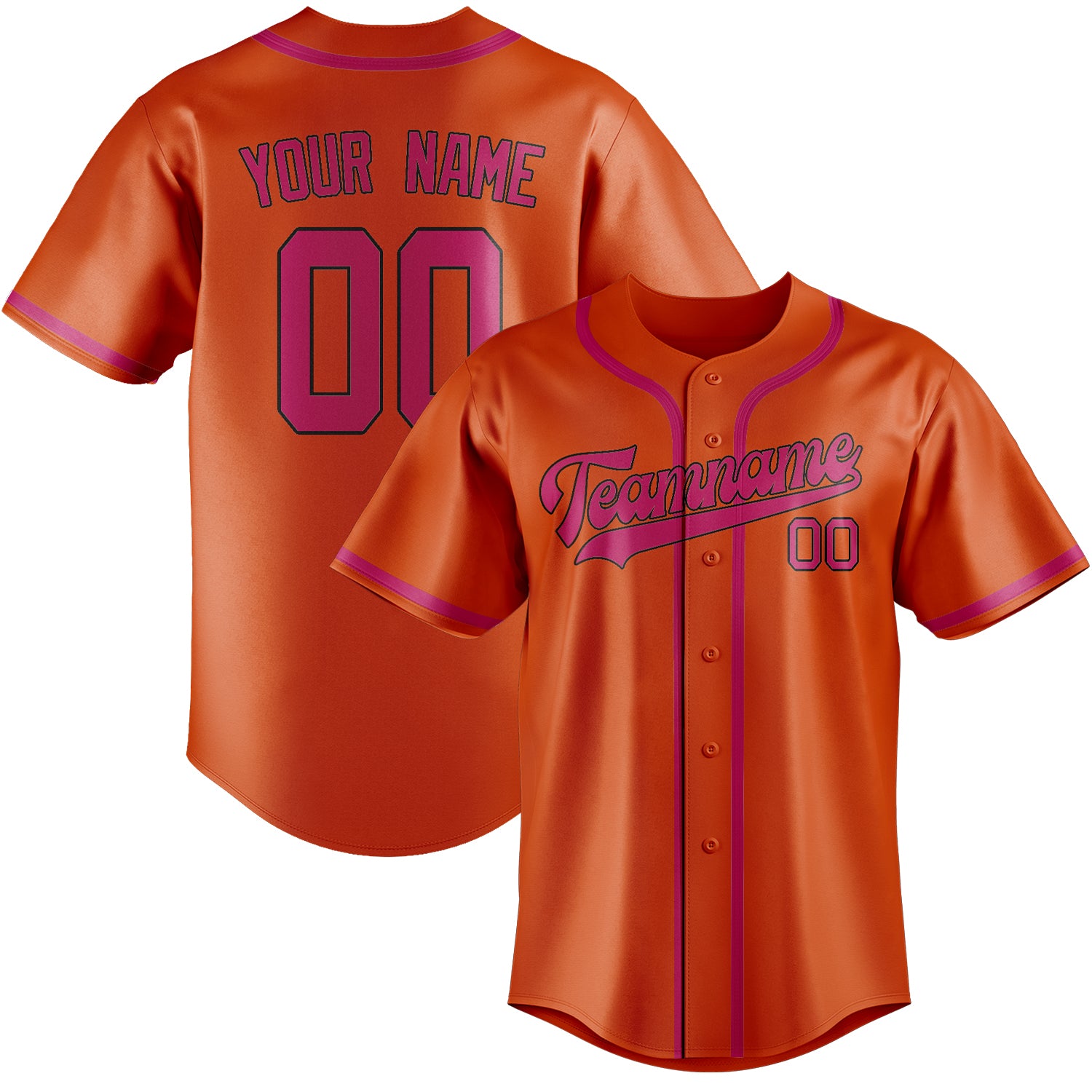 Benutzerdefiniertes Professionelles Orangerot Rosarot Baseballtrikot