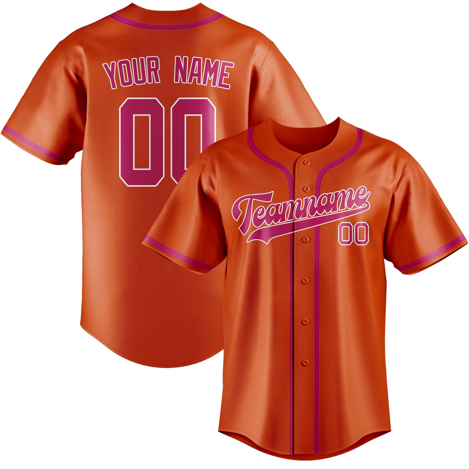 Benutzerdefiniertes Professionelles Orangerot Rosarot Baseballtrikot