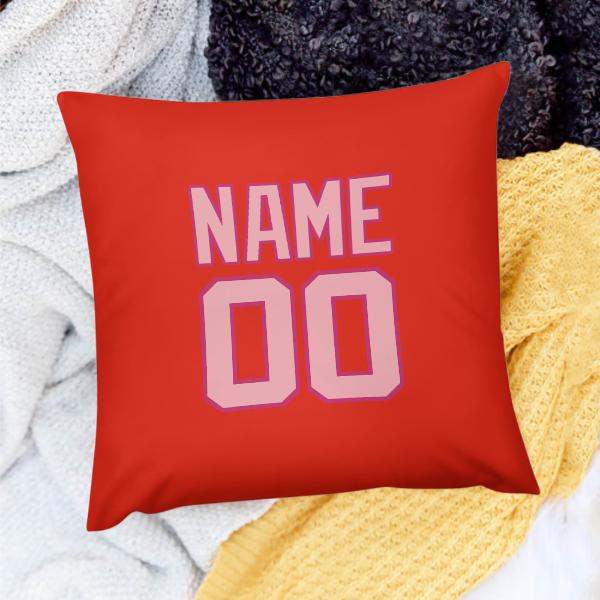 Fodera per cuscino personalizzata arancione, rosso e rosa