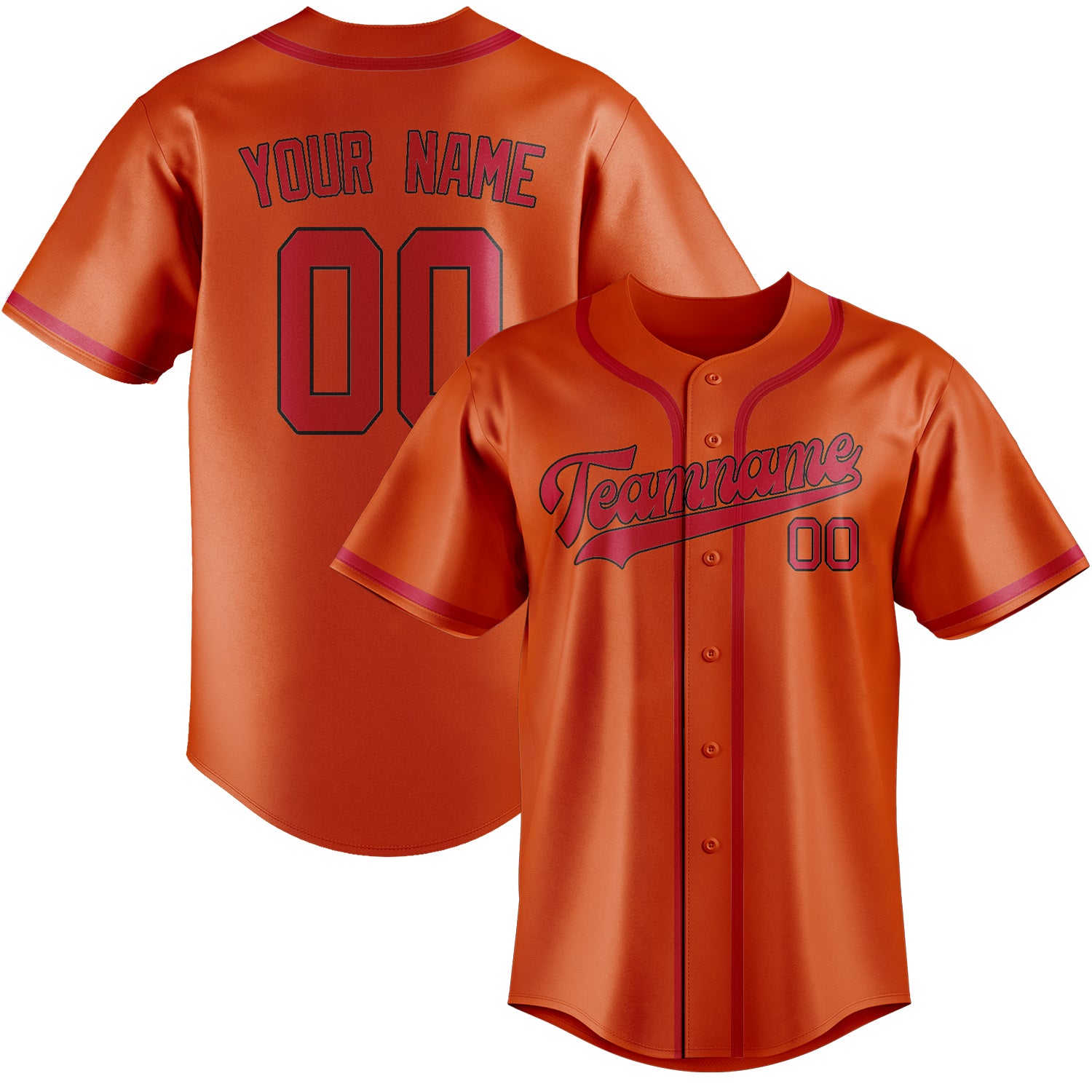 Benutzerdefiniertes Professionelles Orangerot Rot Baseballtrikot
