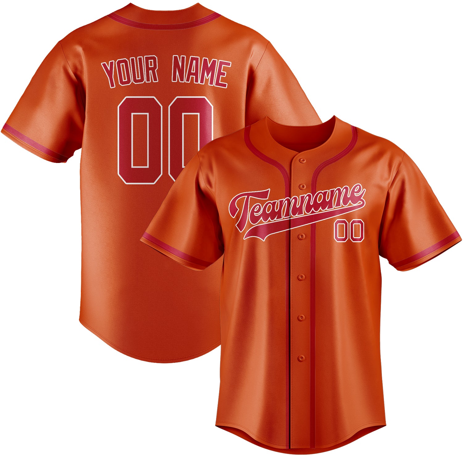 Benutzerdefiniertes Professionelles Orangerot Rot Baseballtrikot