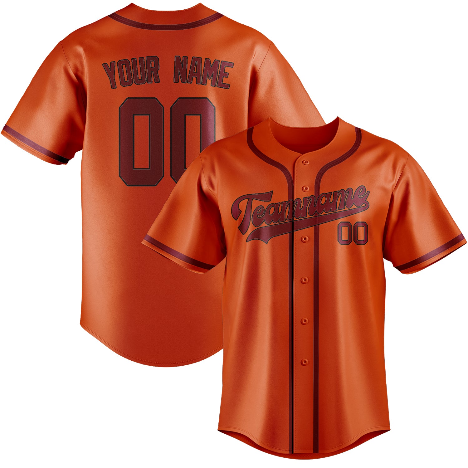 Benutzerdefiniertes Professionelles Orangerot Karmesinrot Baseballtrikot