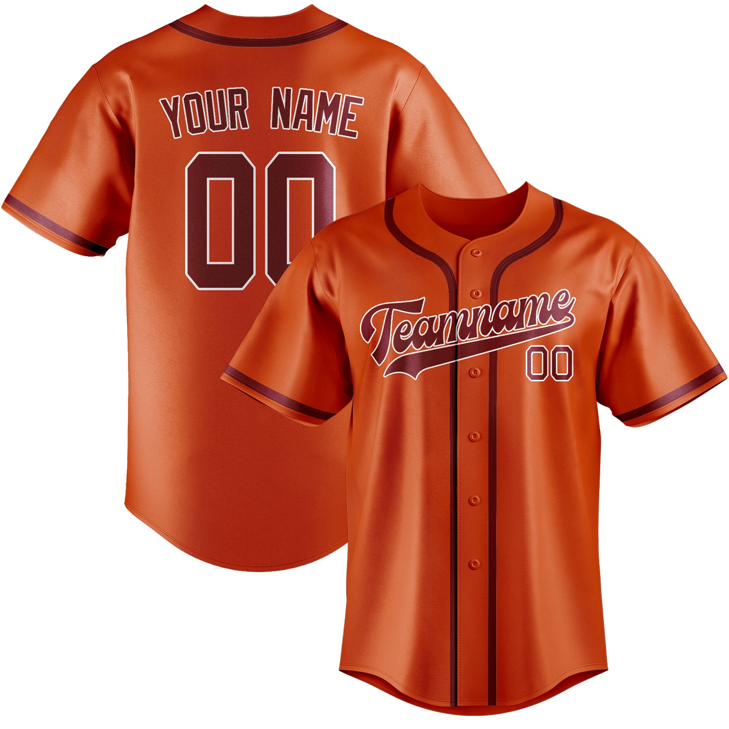 Benutzerdefiniertes Professionelles Orangerot Karmesinrot Baseballtrikot