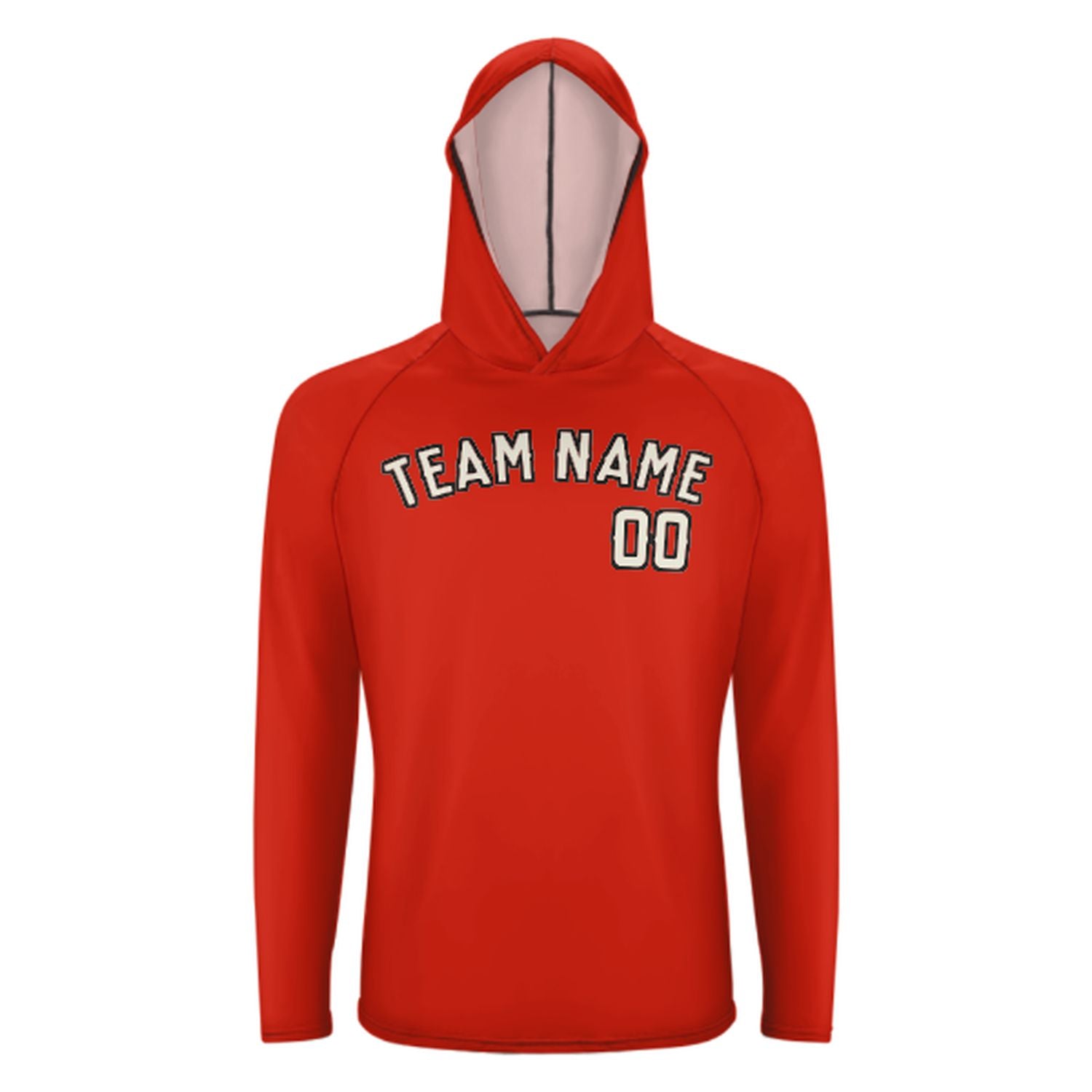 Maßgeschneidertes Orangerot Beige UV-Hoodie