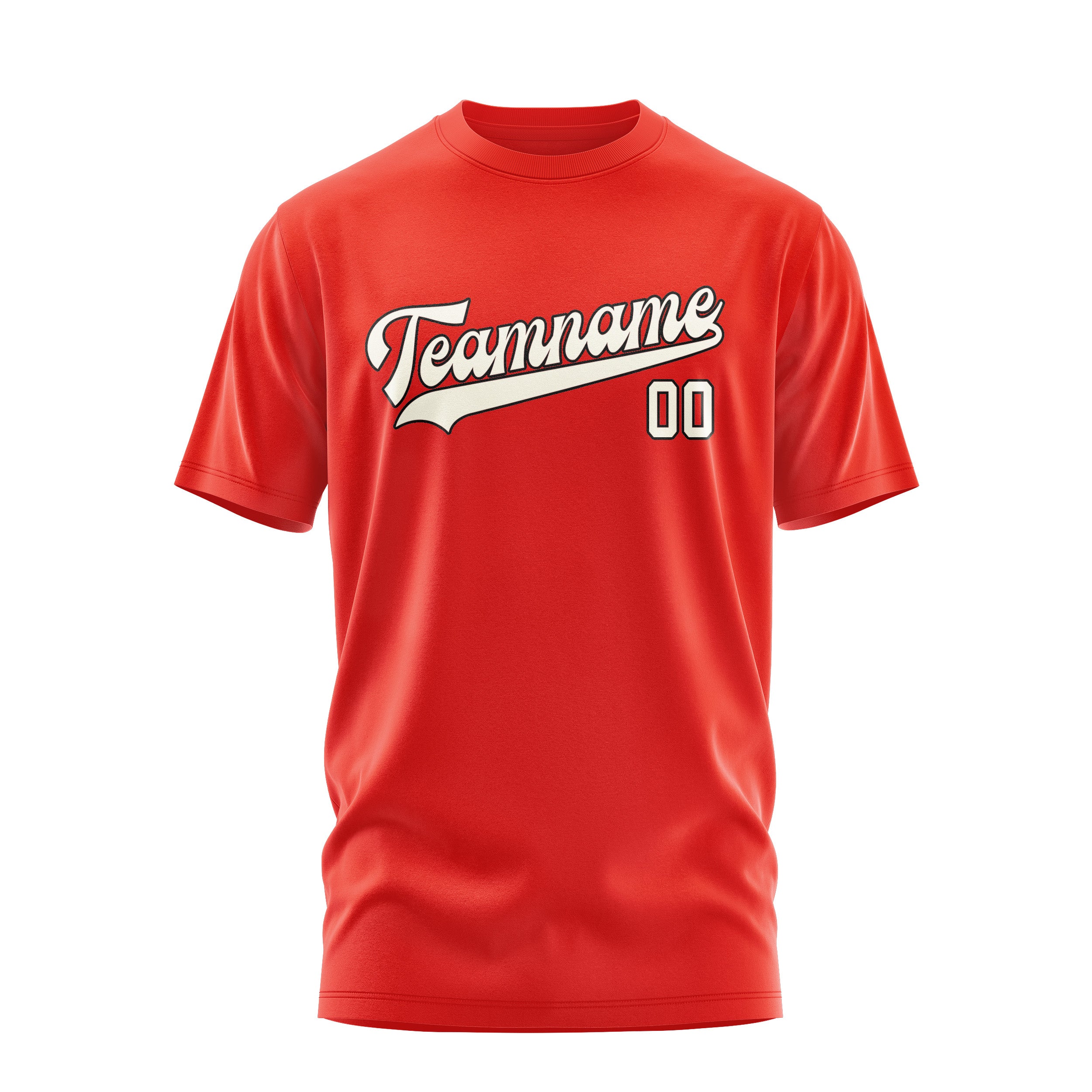 Maßgeschneidertes Orangerot Beige T-Shirt