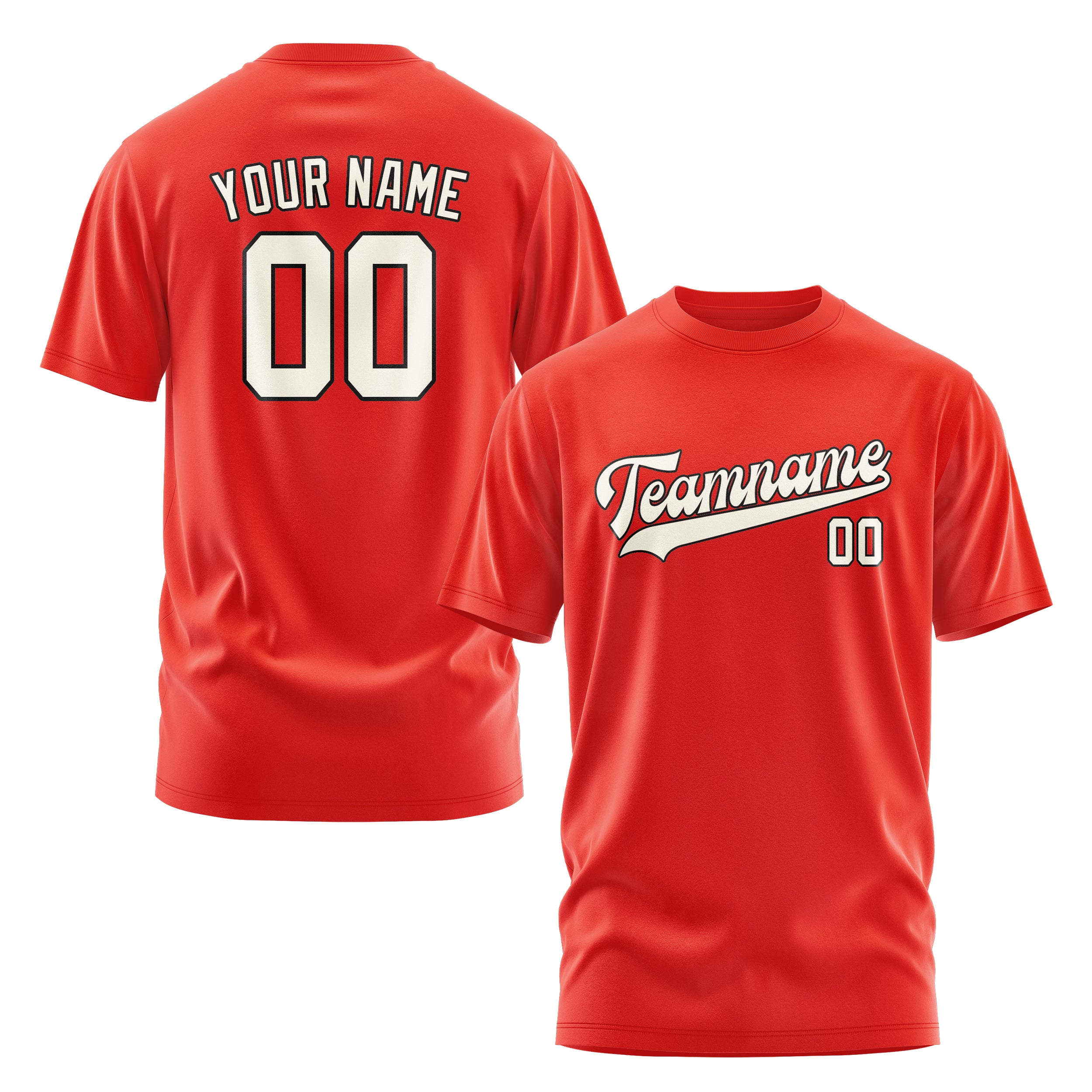 Maßgeschneidertes Orangerot Beige T-Shirt