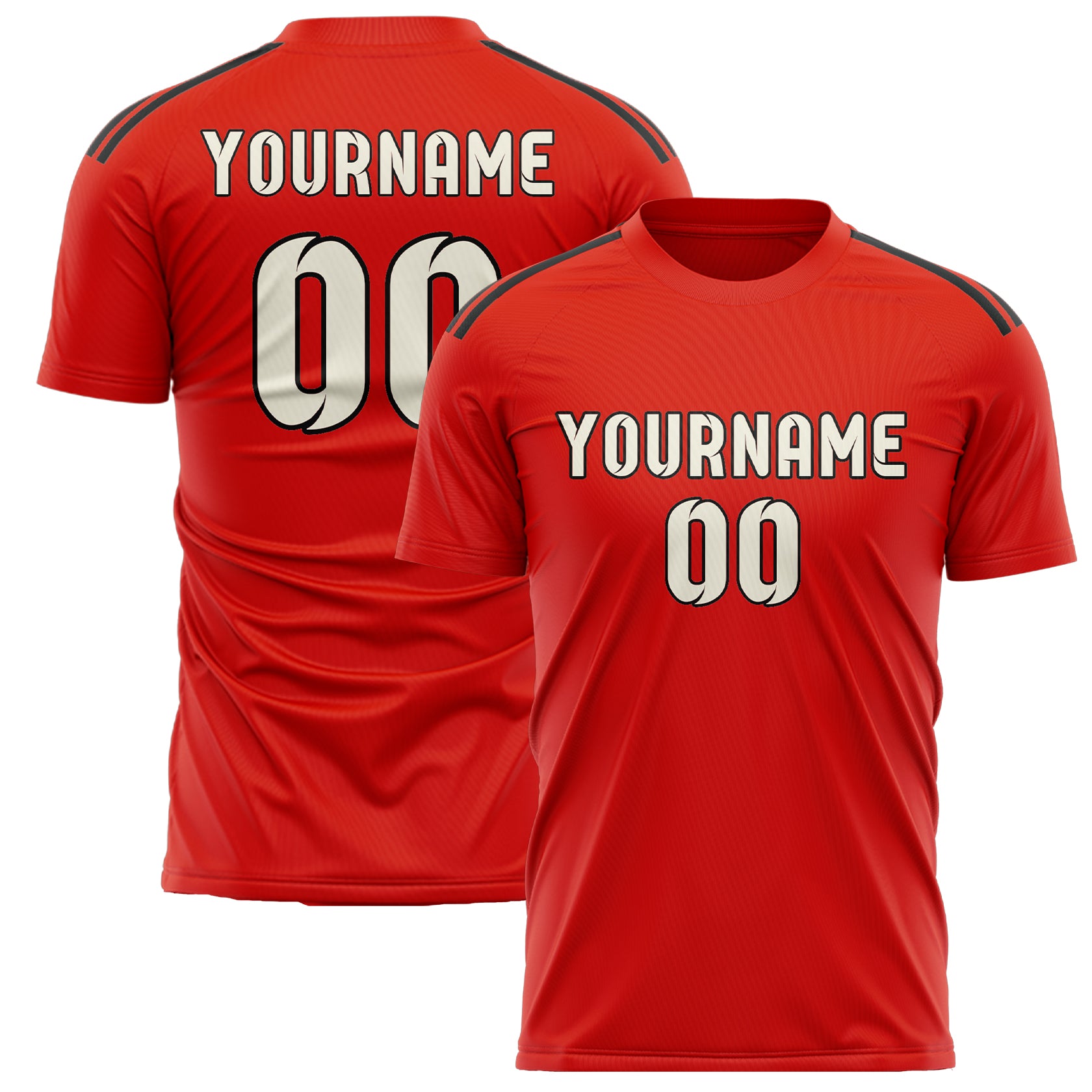 Benutzerdefiniertes Professionelles Orangerot Beige Fußballtrikot