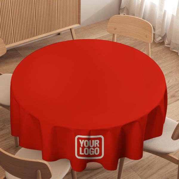 Maßgeschneidertes Orangerot Beige Runde Tischdecke
