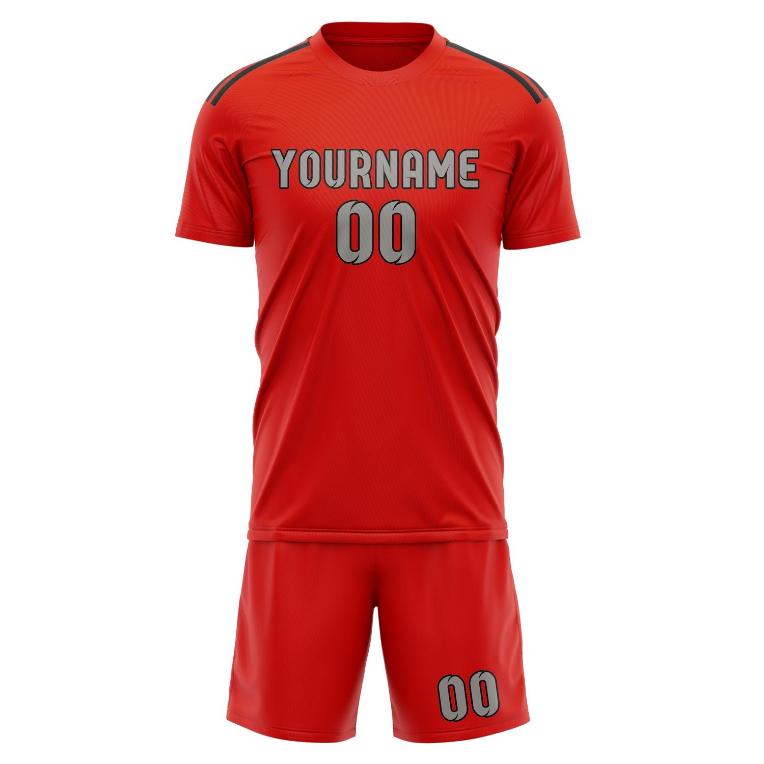 Maßgeschneidertes Professionelles Orangerot Grau Fußballtrikot-Set