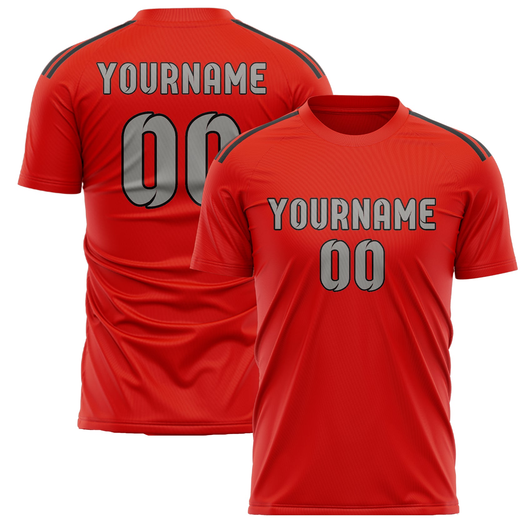 Benutzerdefiniertes Professionelles Orangerot Grau Fußballtrikot