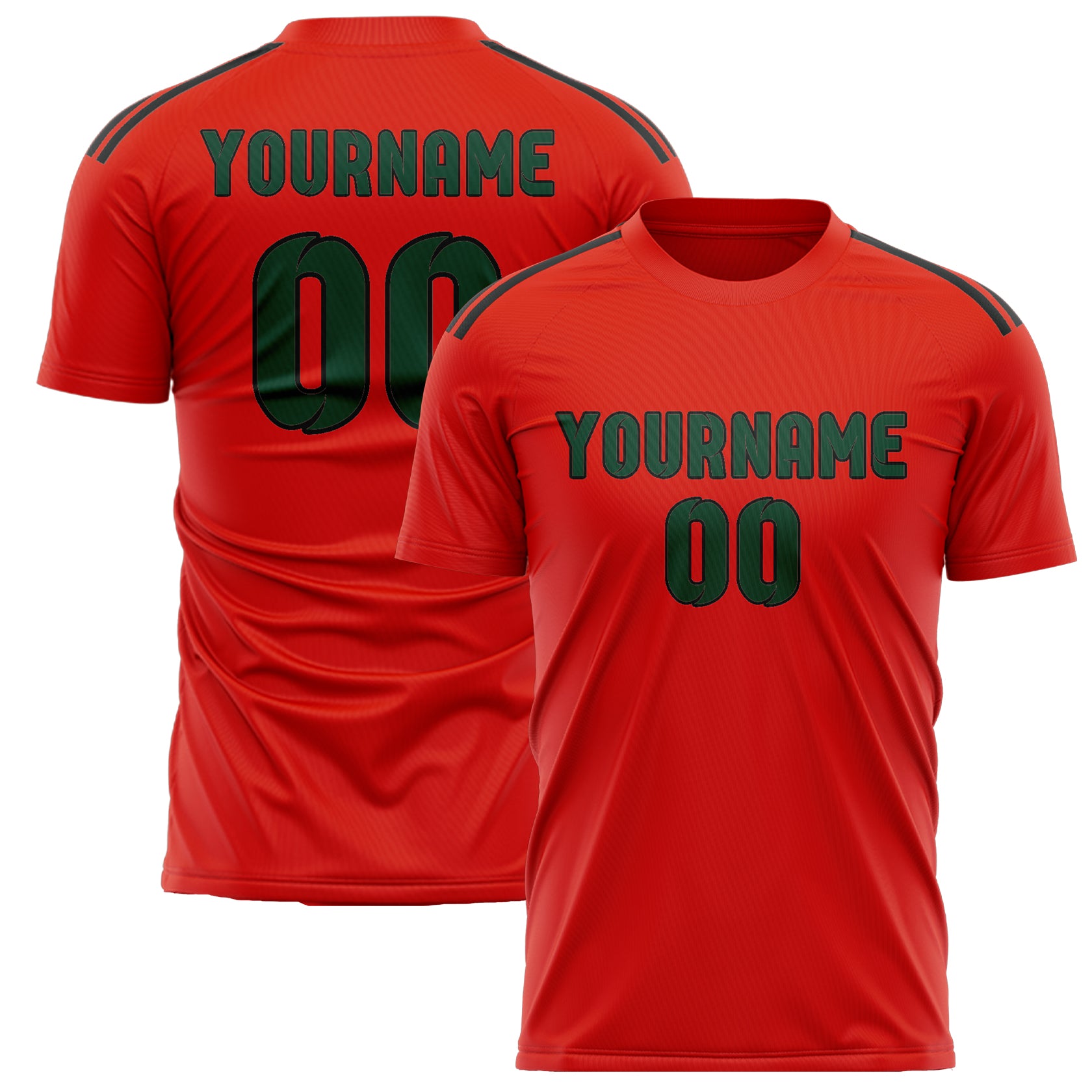 Benutzerdefiniertes Professionelles Orangerot Moosgrün Fußballtrikot