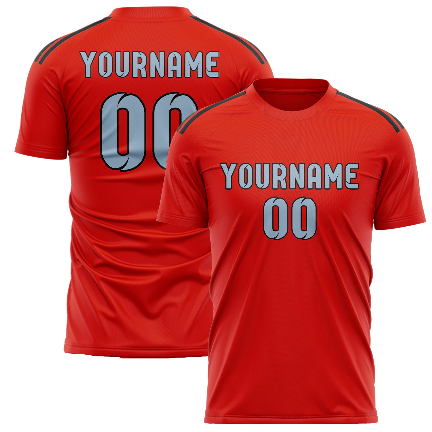 Benutzerdefiniertes Professionelles Orangerot Hellblau Fußballtrikot