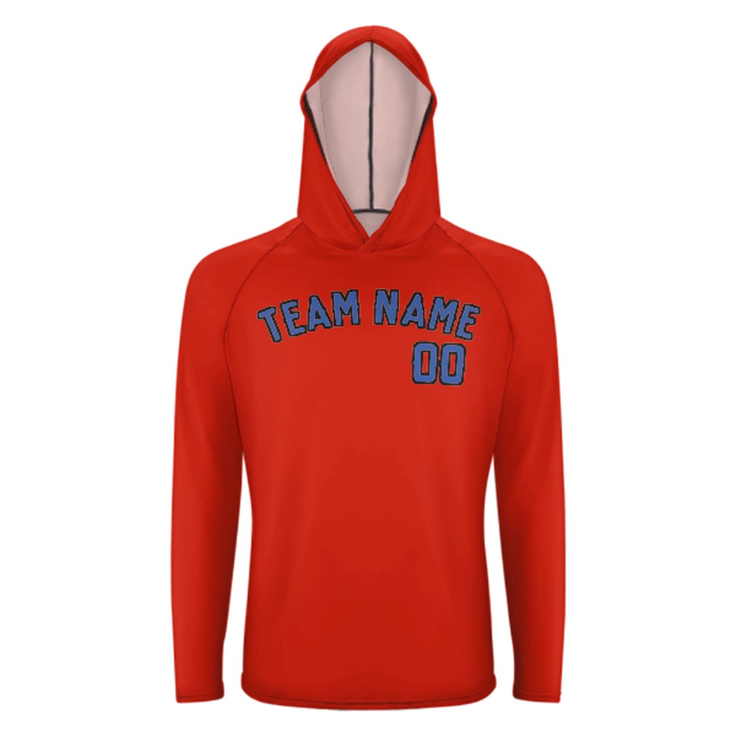 Maßgeschneidertes Orangerot Himmelblau UV-Hoodie