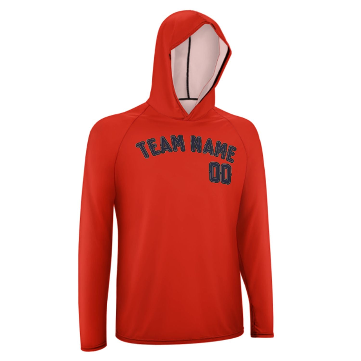 Maßgeschneidertes Orangerot Stahlblau UV-Hoodie