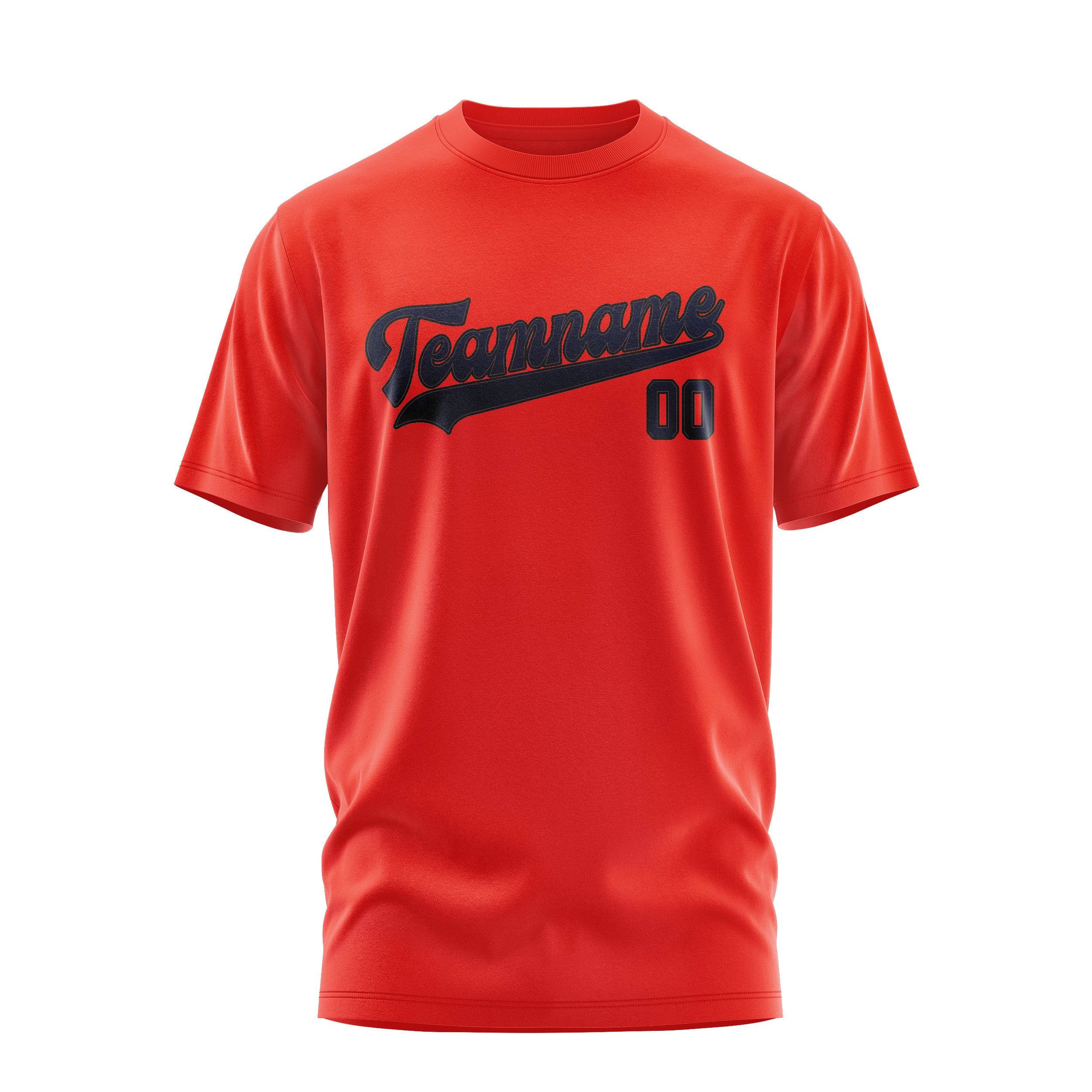 Maßgeschneidertes Orangerot Stahlblau T-Shirt