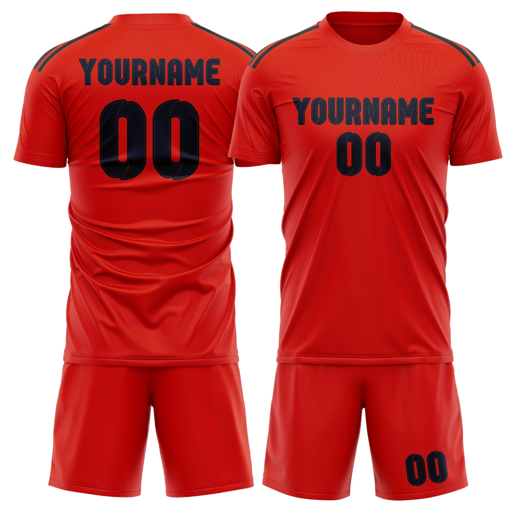 Maßgeschneidertes Professionelles Orangerot Stahlblau Fußballtrikot-Set
