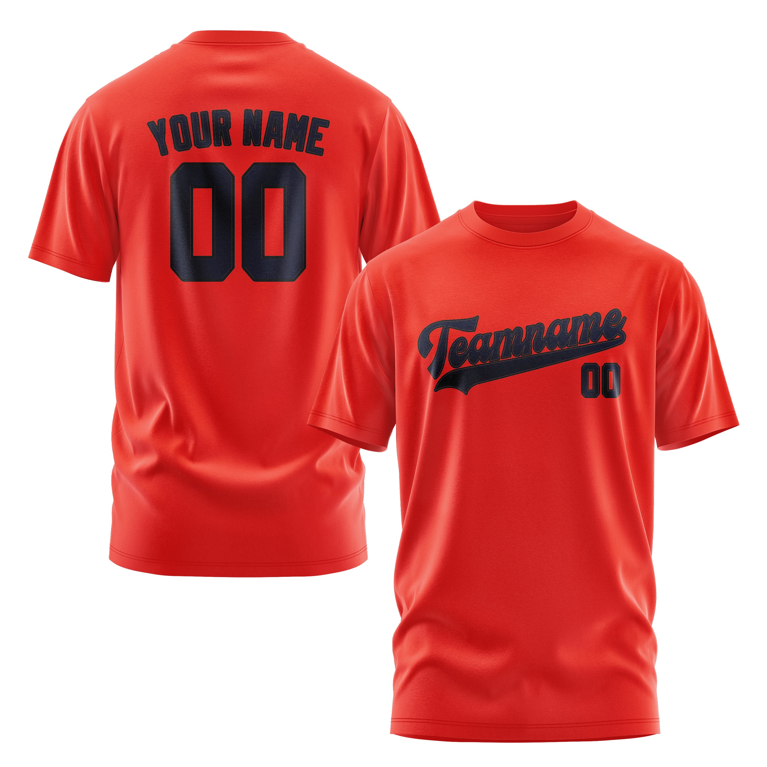 Maßgeschneidertes Orangerot Stahlblau T-Shirt