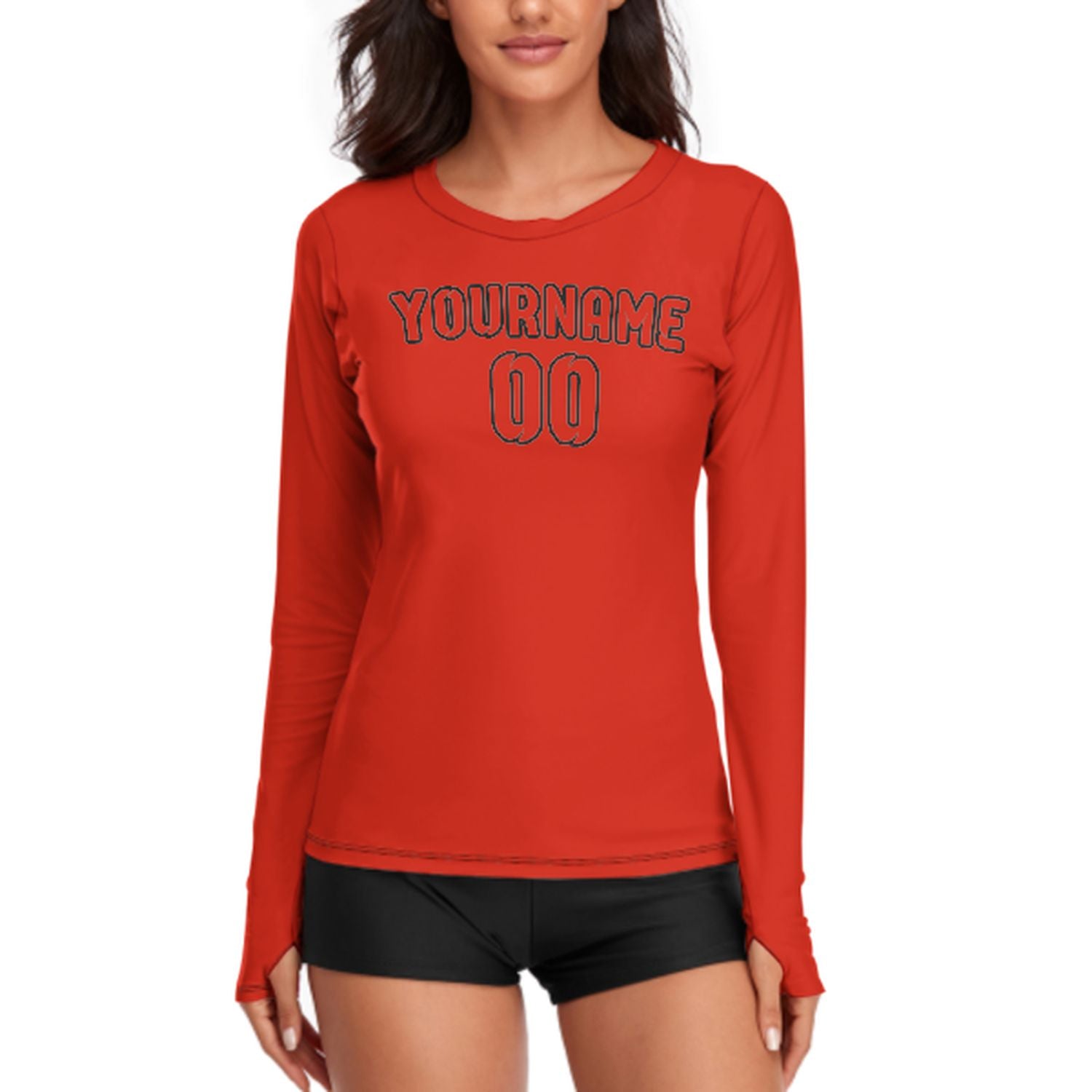 Maßgeschneidertes Orangerot Orangerot Damen Langarmshirt
