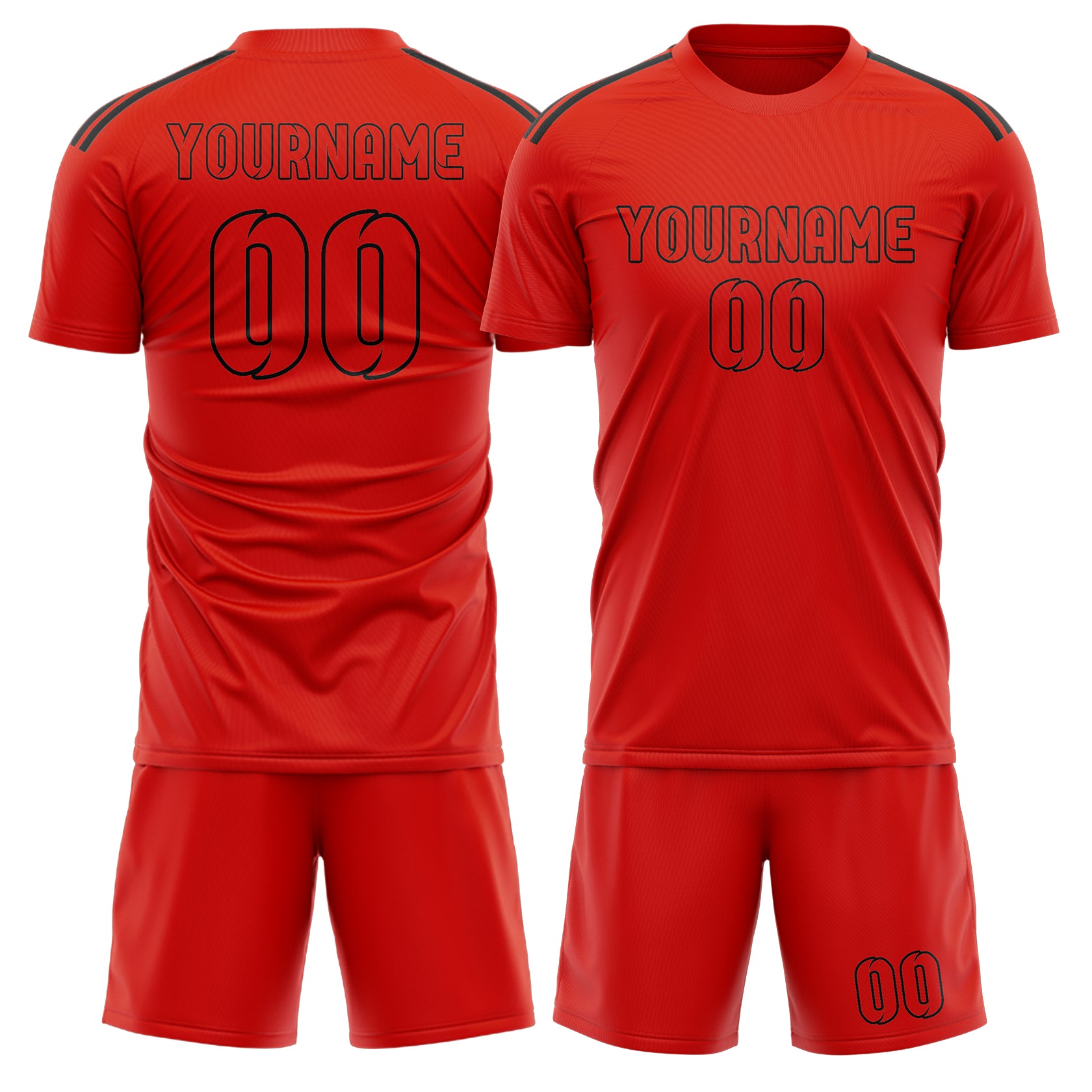 Maßgeschneidertes Professionelles Orangerot Orangerot Fußballtrikot-Set