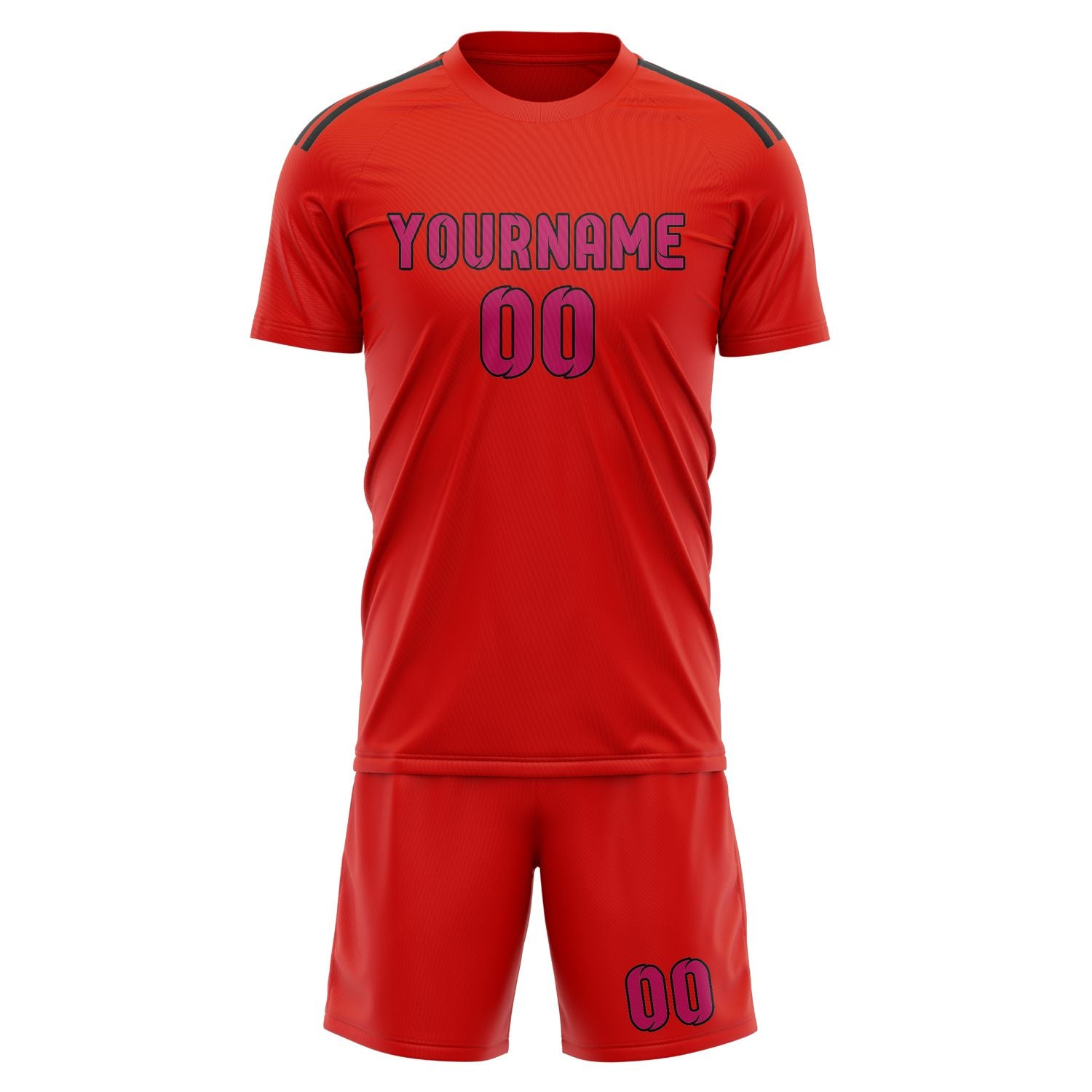 Maßgeschneidertes Professionelles Orangerot Rosarot Fußballtrikot-Set