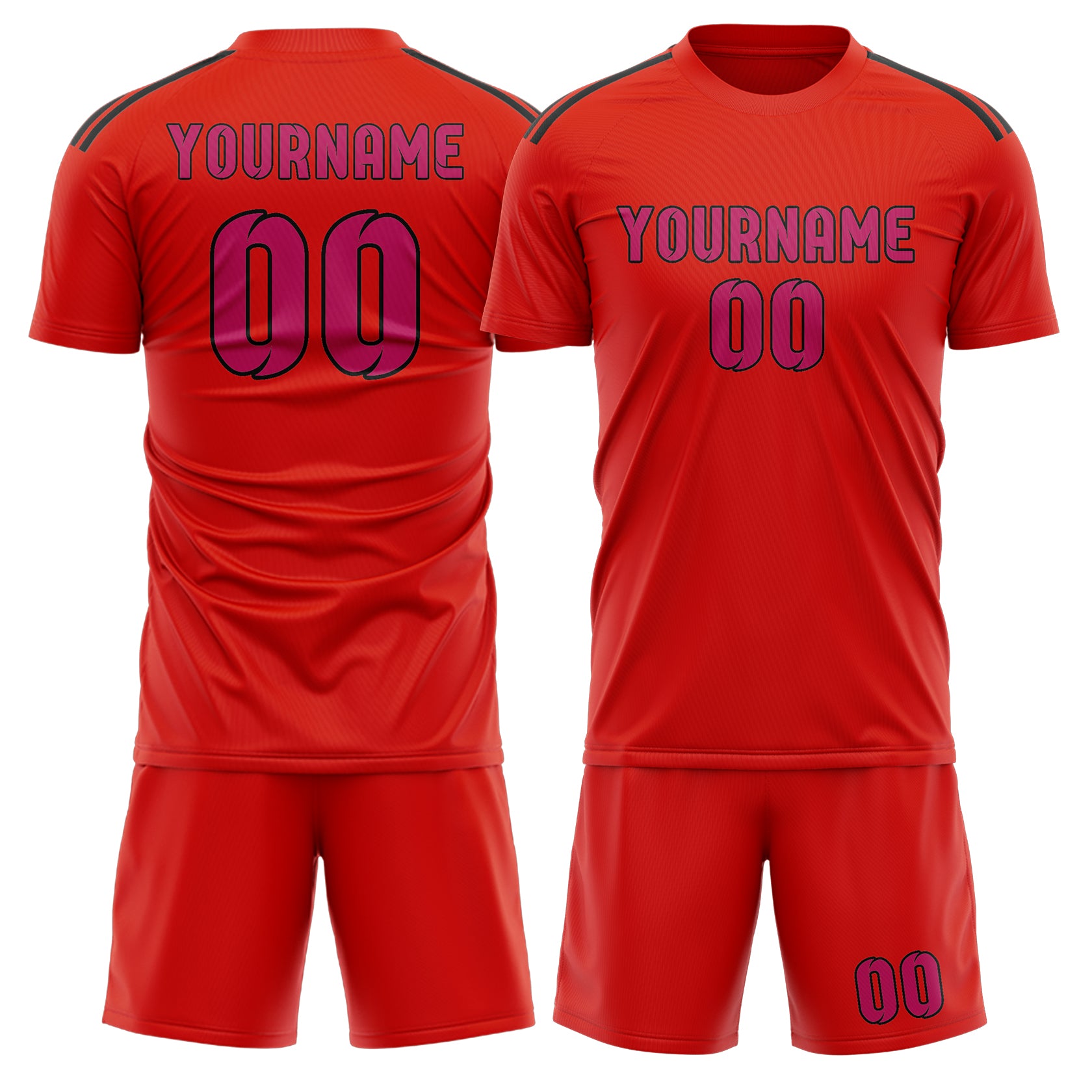 Maßgeschneidertes Professionelles Orangerot Rosarot Fußballtrikot-Set