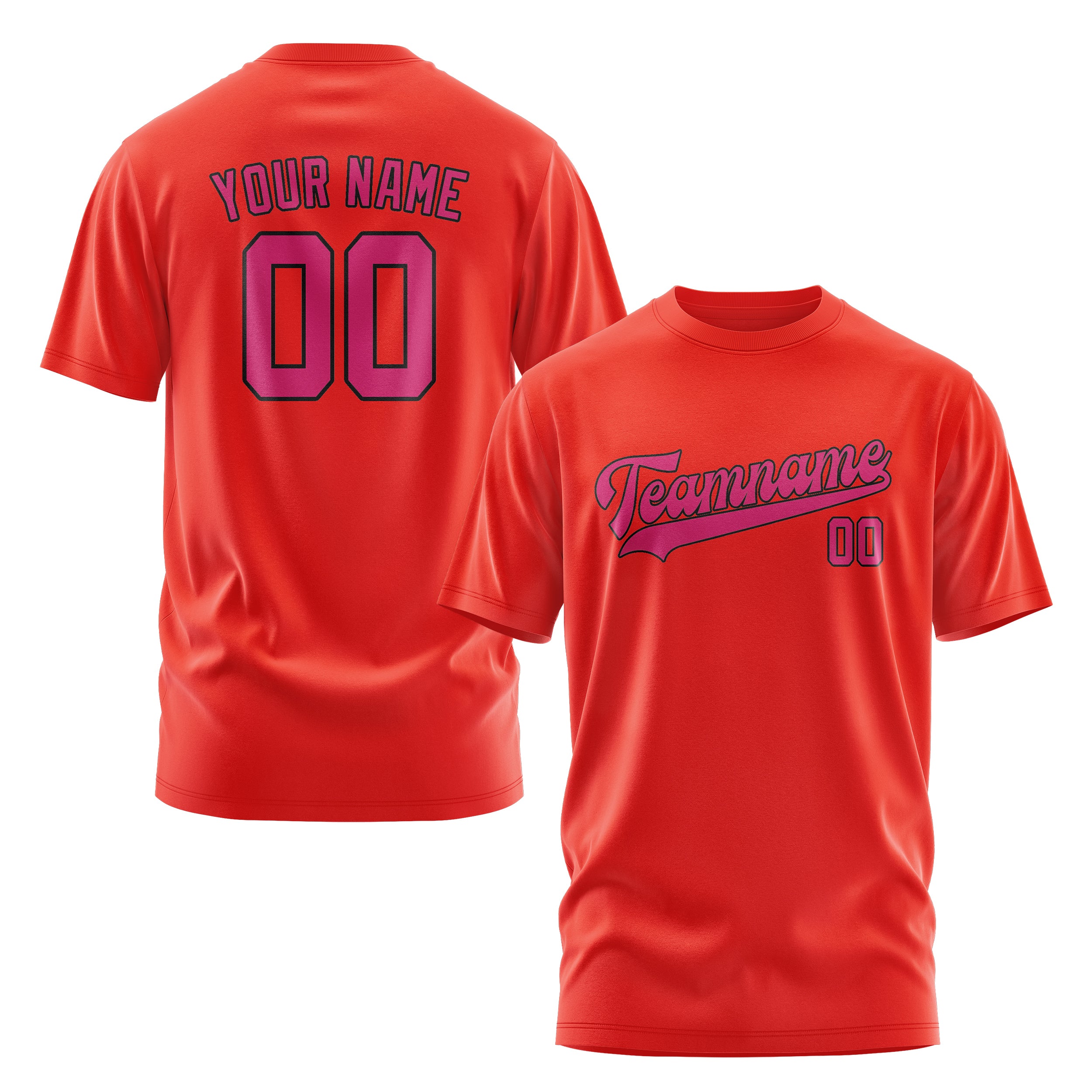 Maßgeschneidertes Orangerot Rosarot T-Shirt