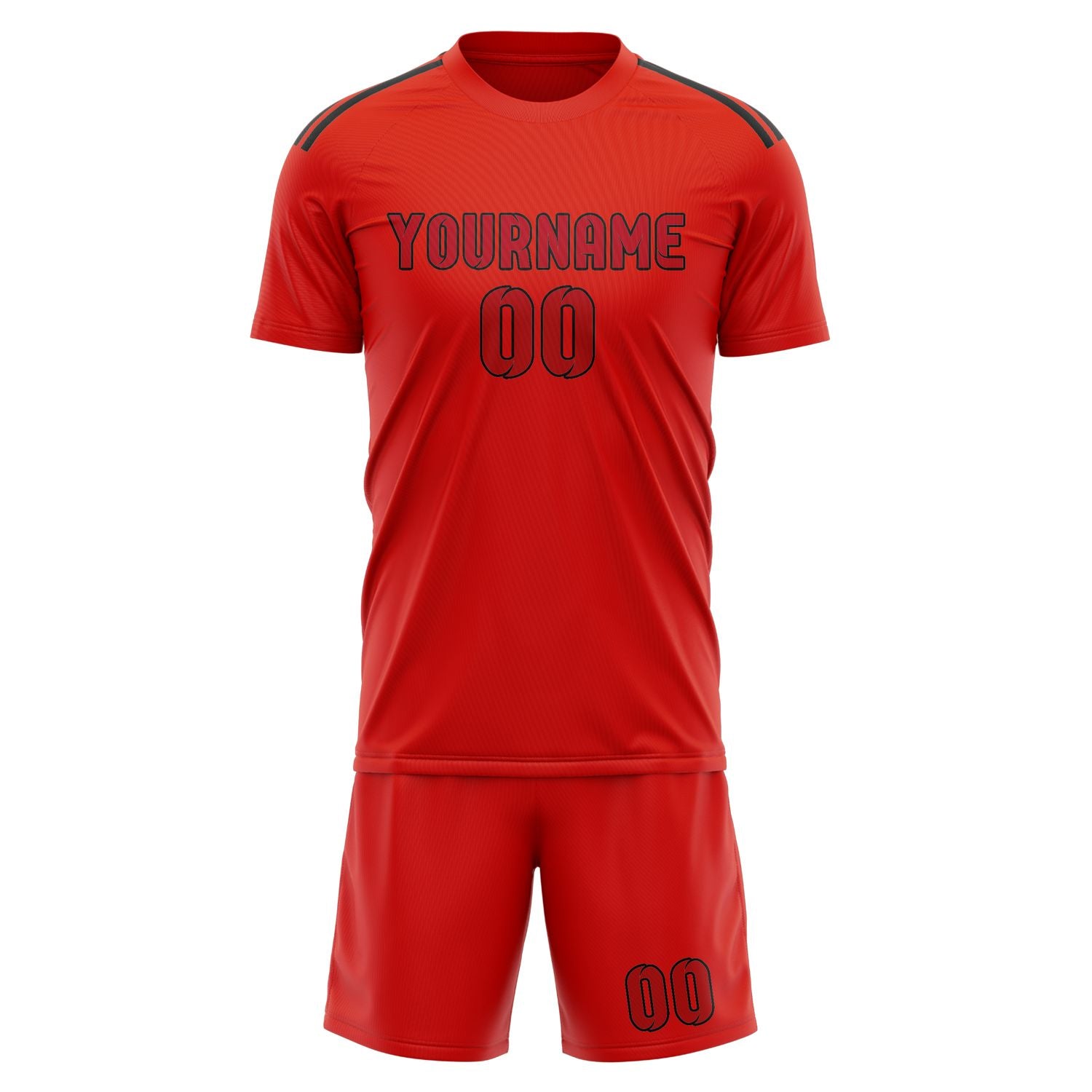 Maßgeschneidertes Professionelles Orangerot Rot Fußballtrikot-Set