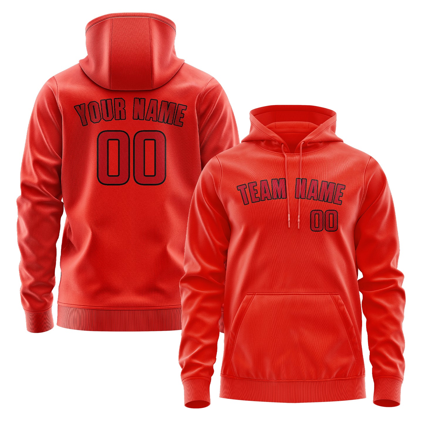 Maßgeschneidertes Orangerot Rot Hoodie