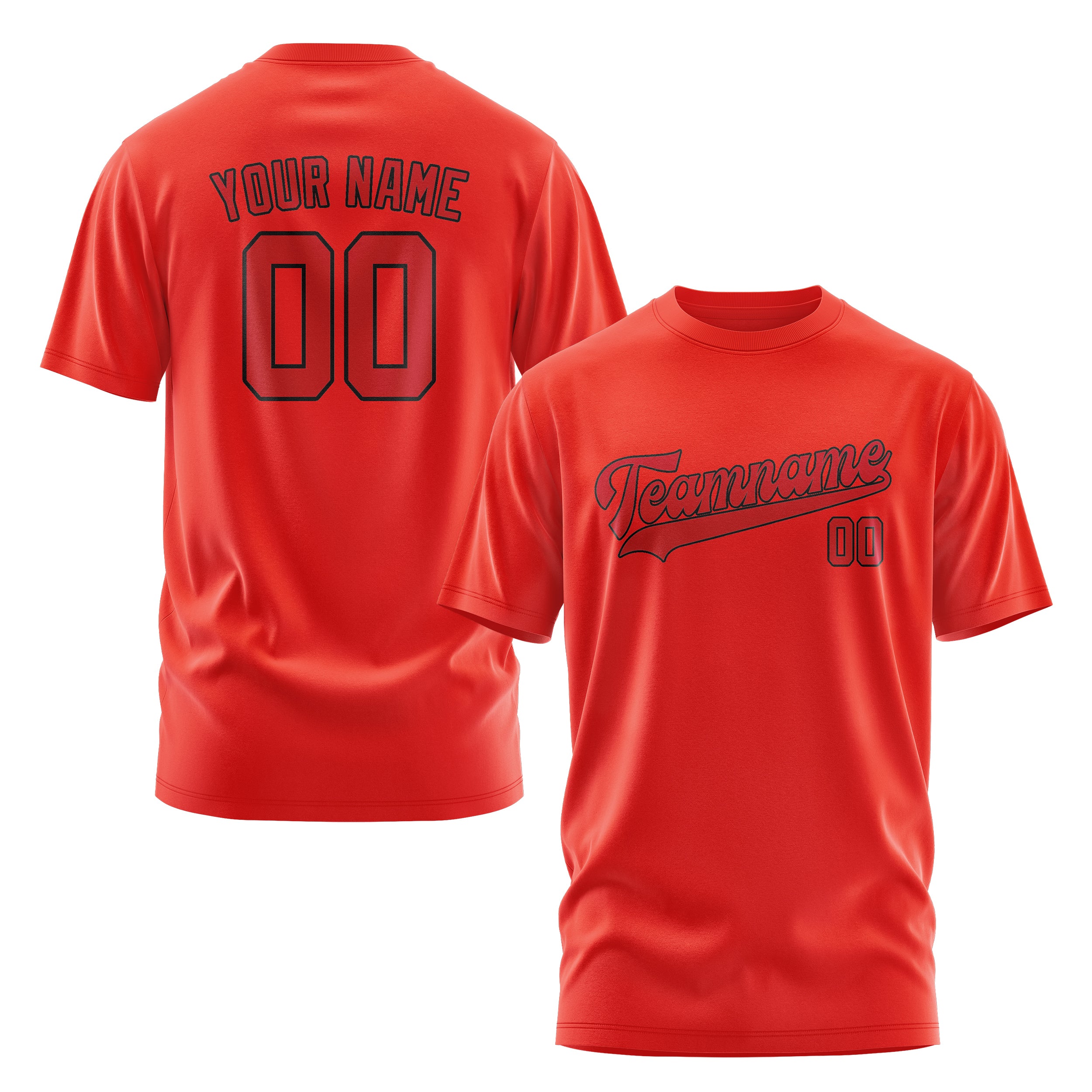 Maßgeschneidertes Orangerot Rot T-Shirt