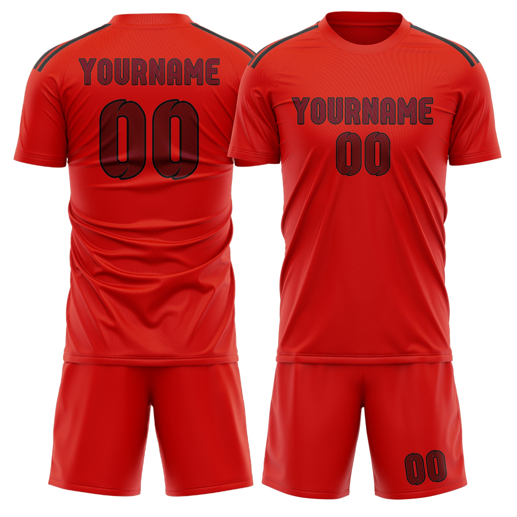 Maßgeschneidertes Professionelles Orangerot Karmesinrot Fußballtrikot-Set