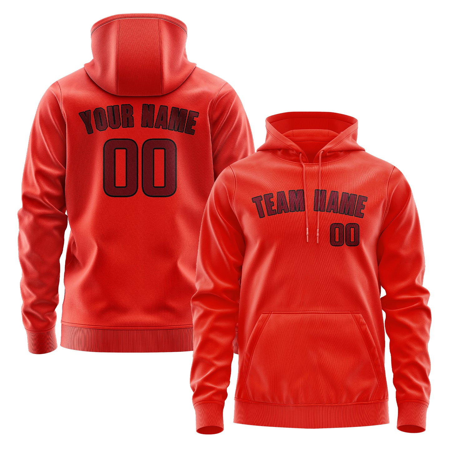 Maßgeschneidertes Orangerot Karmesinrot Hoodie
