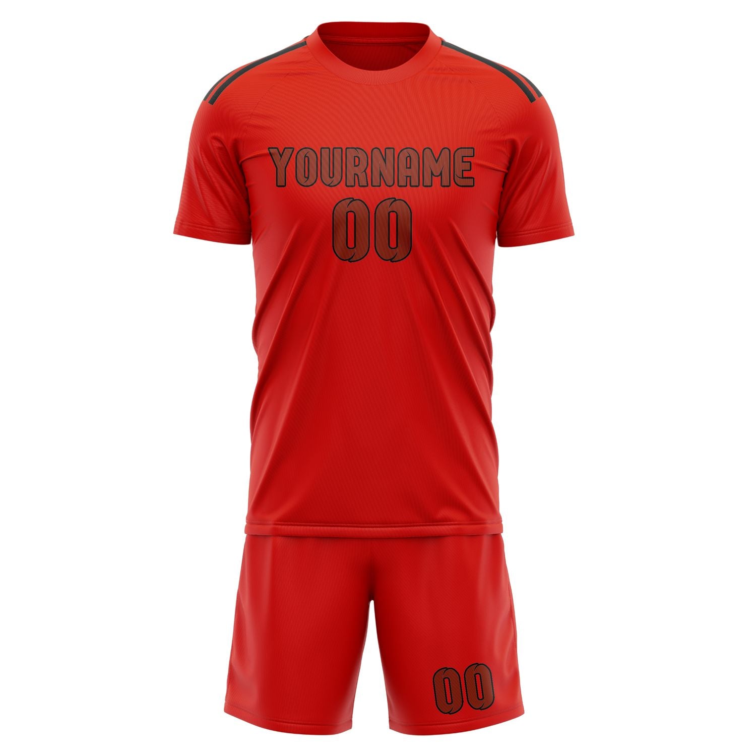 Maßgeschneidertes Professionelles Orangerot Korallenrot Fußballtrikot-Set