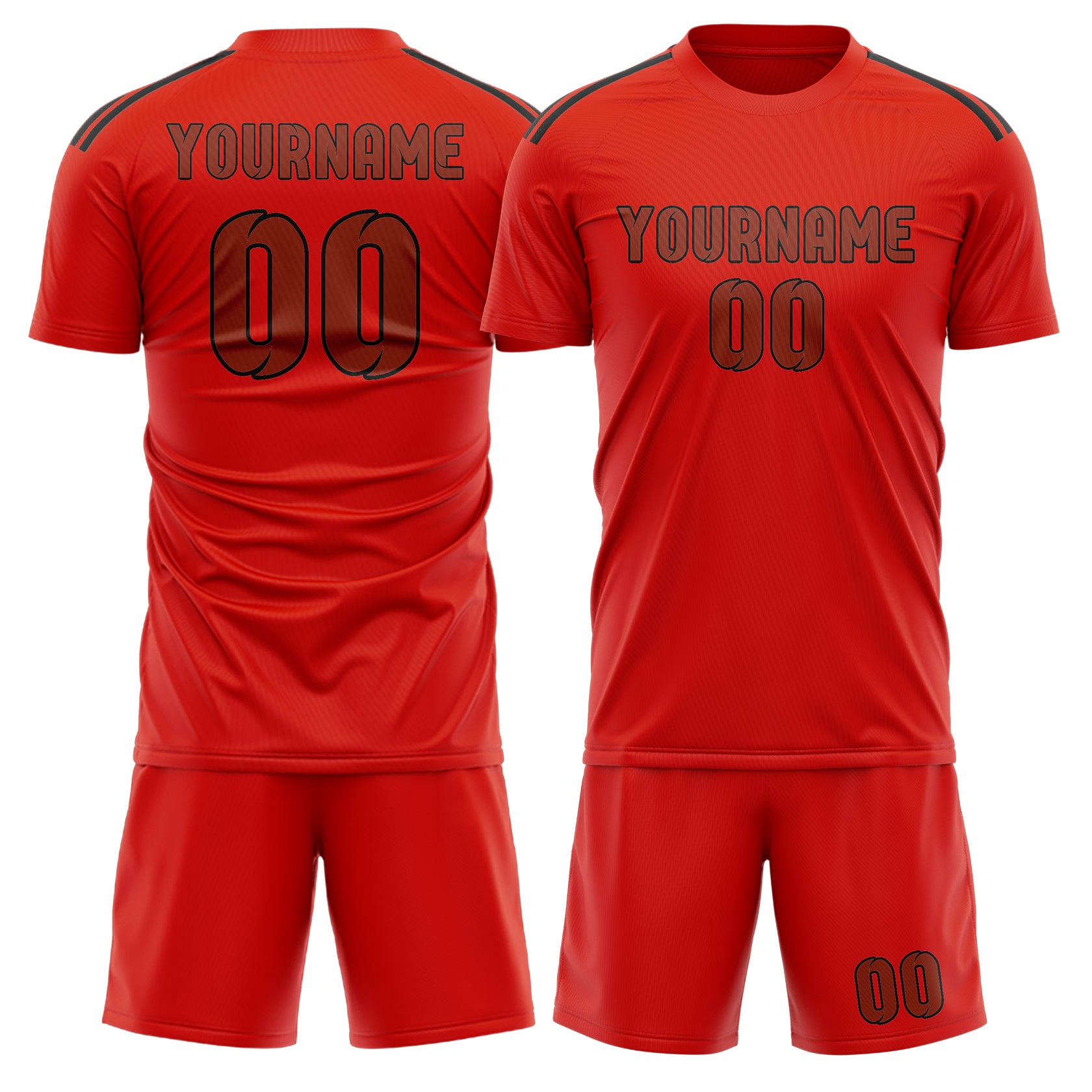 Maßgeschneidertes Professionelles Orangerot Korallenrot Fußballtrikot-Set