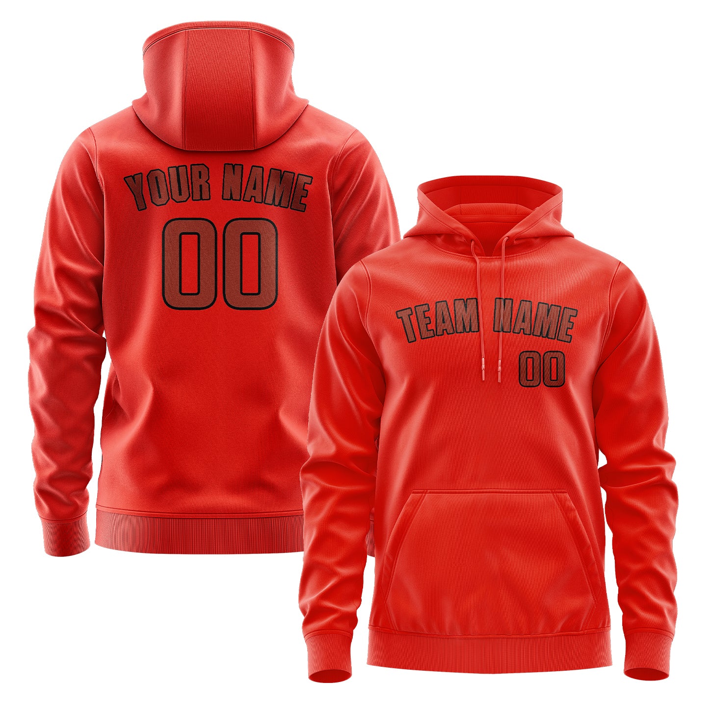Maßgeschneidertes Orangerot Korallenrot Hoodie